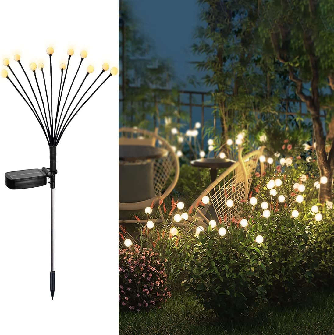 Cross-Border Solar Firefly Lamp Led Ground Plug Atmosphere Outdoor Camping Style Christmas Waterproof Flower Courtyard Night Decoration