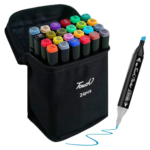 SET DE 24 MARCADORES VIRALES DOBLE PUNTA + ESTUCHE + ENVIO GRATIS